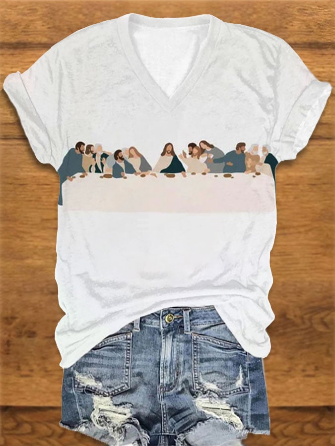 Women's Last Supper Print T-Shirt