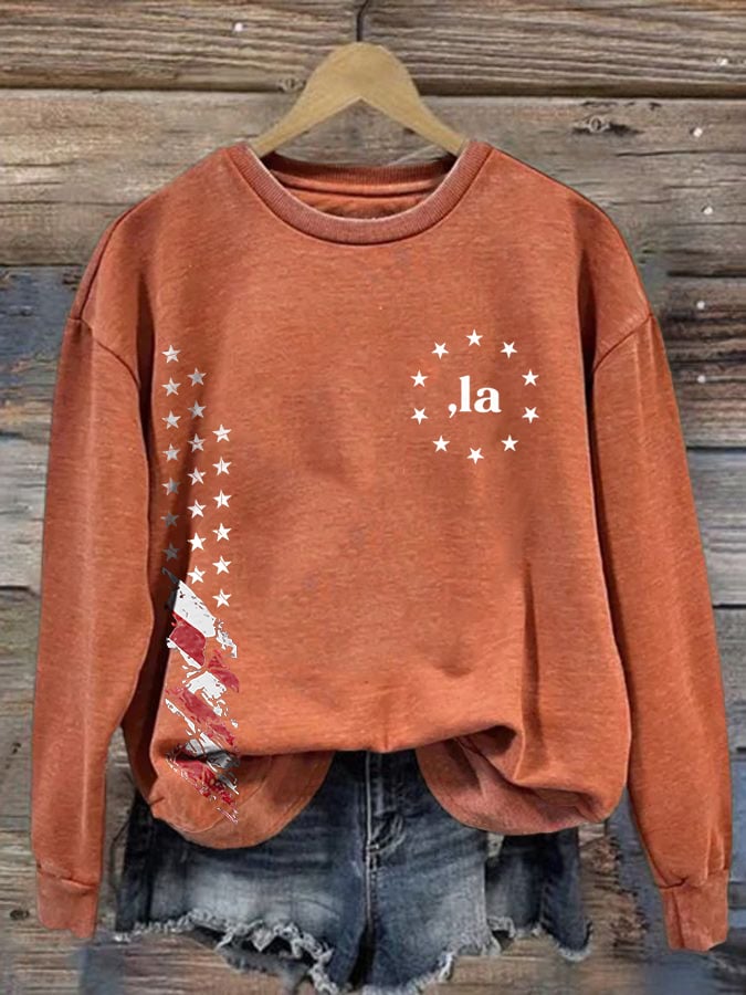 Women's comma la print crew neck sweatshirt