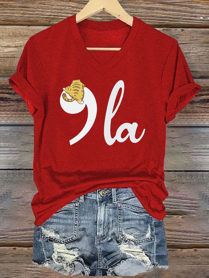 Women's general election hot comma la printed casual T-shirt