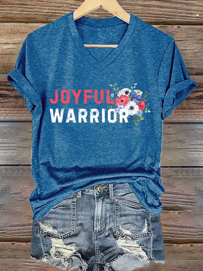 Women's Floral Joyful Warrior Print T-shirt