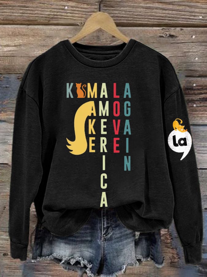 Women's Comma La Print Crew Neck Sweatshirt