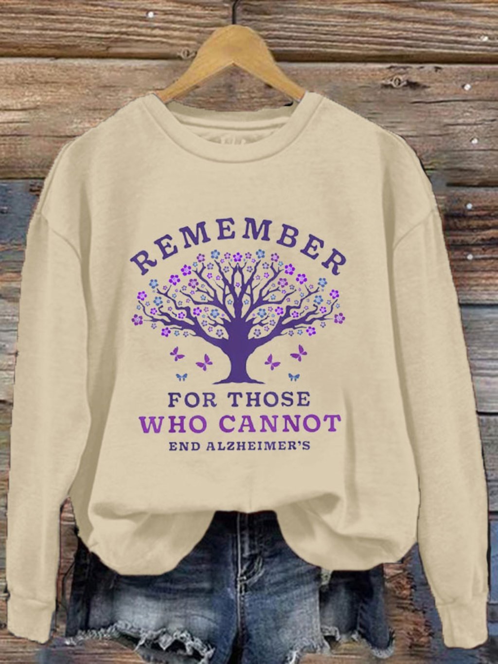 Women's Remember For Those Who Cannot Dementia Alzheimer's Disease Awareness Printed Sweatshirt