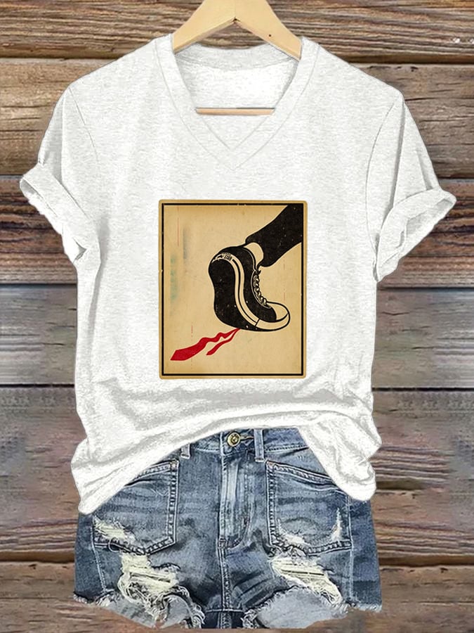 Women's Casual Printed V-Neck T-Shirt