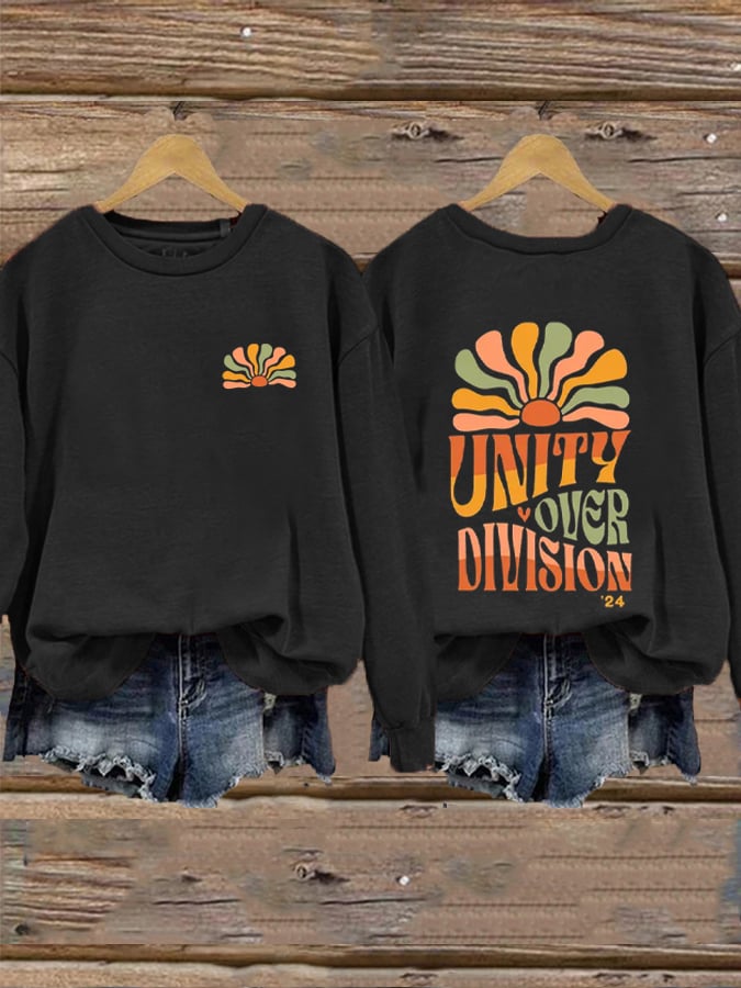 Women's Unity Over Division Print Crew Neck Sweatshirt