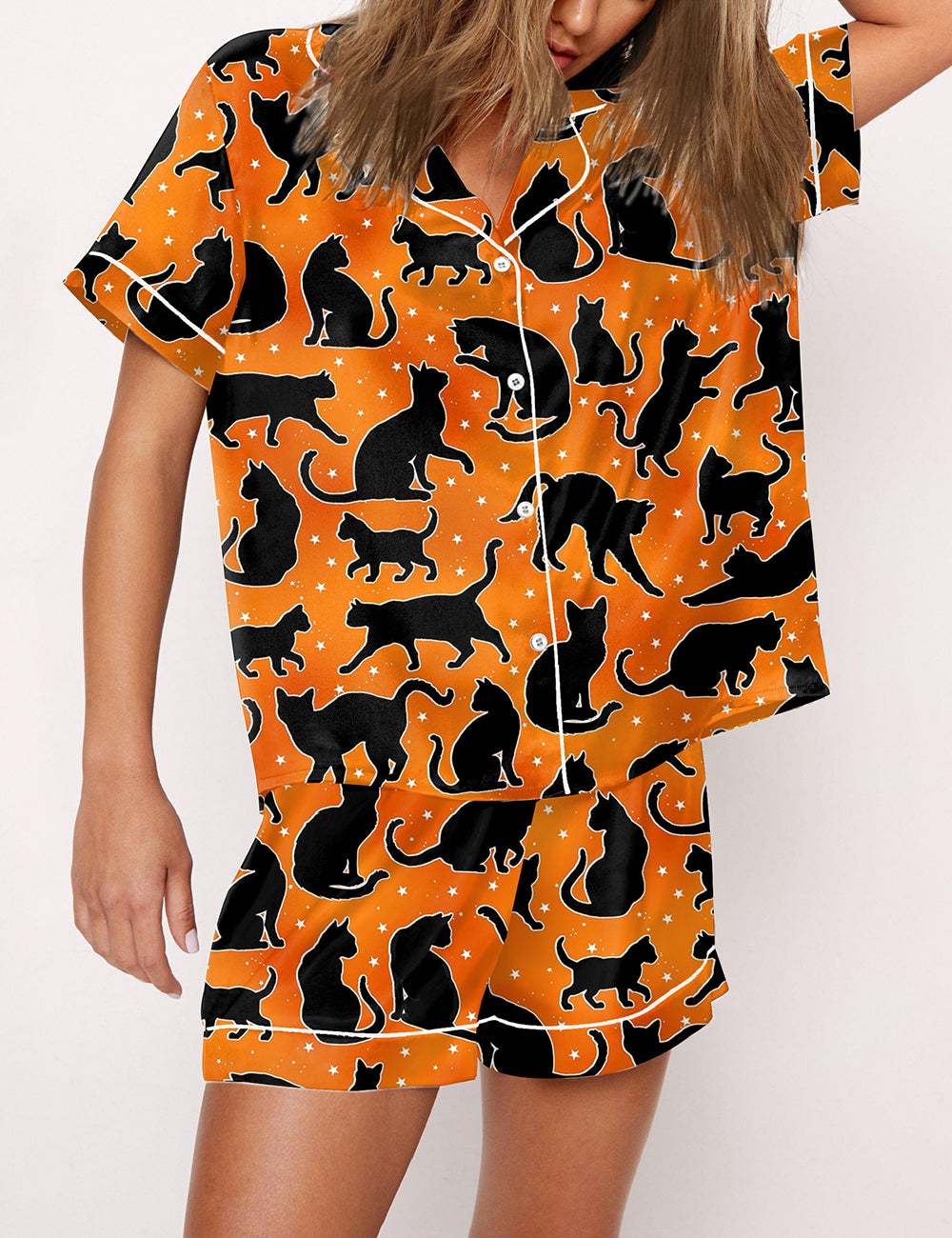 Women's Black Cat Halloween Spirit Pajama Set
