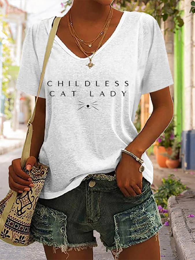 Women's Childless Cat Lady Print T-Shirt