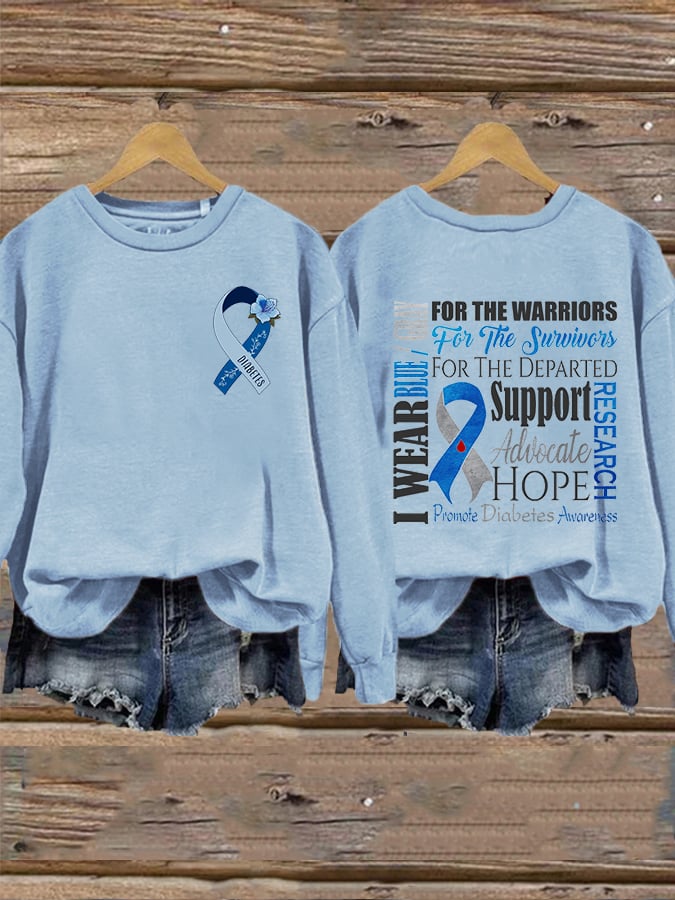 Women's Diabetes Awareness I Wear Blue Sweatshirt