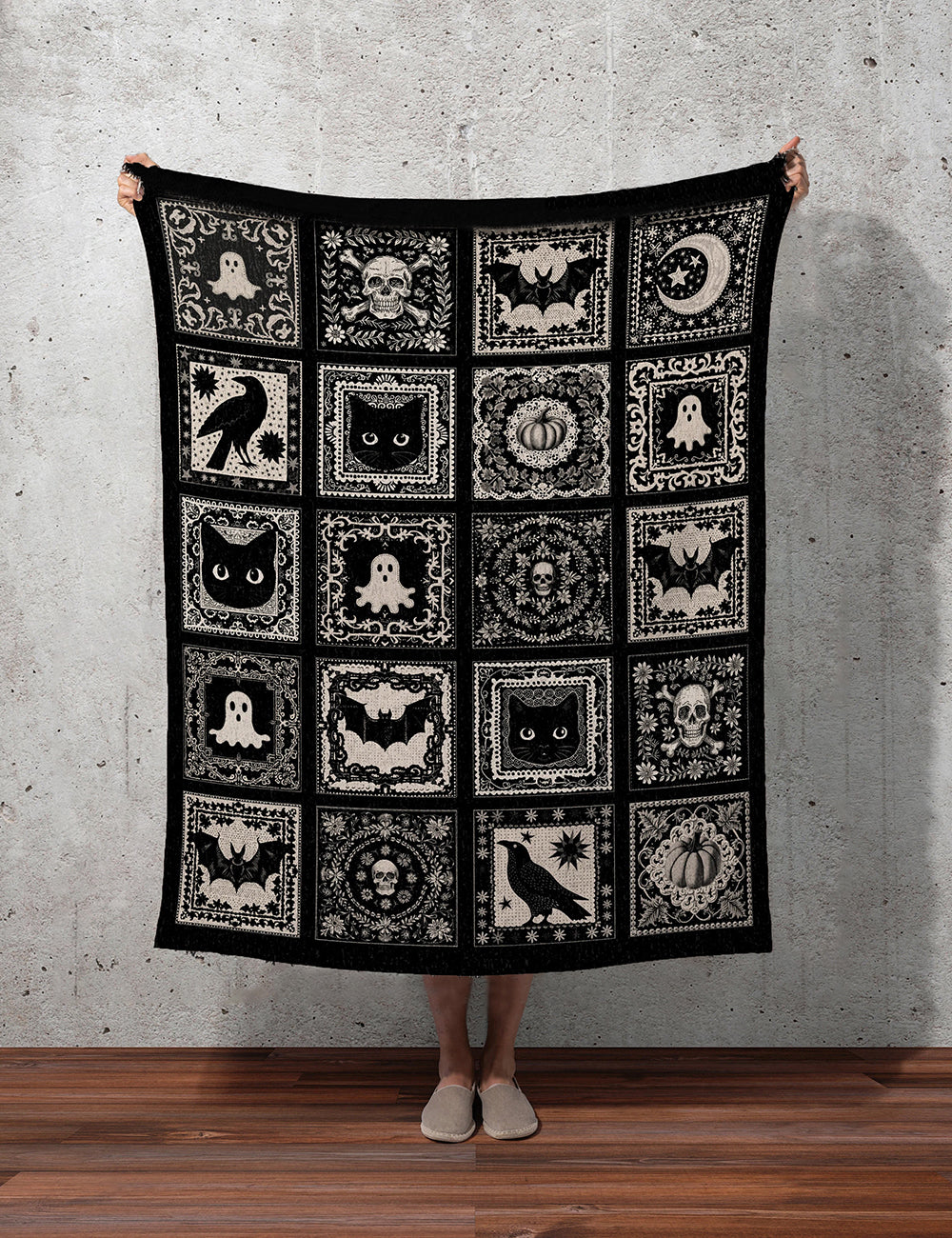 Halloween Ghost Black Cat Blanket