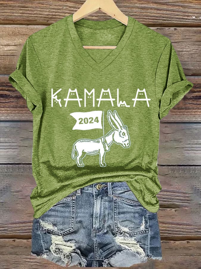 Women's Feminist Print Casual V-Neck T-Shirt