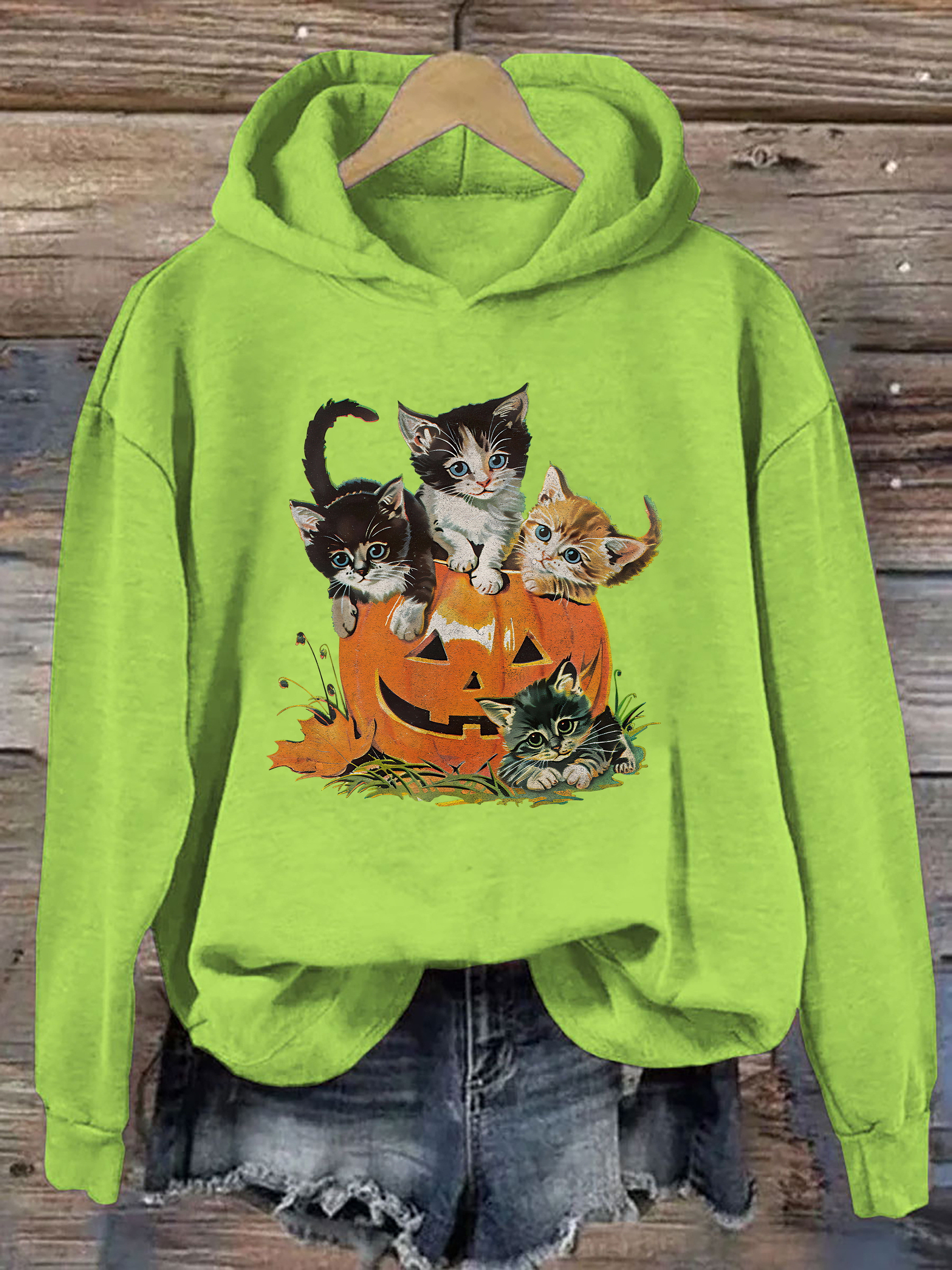 Vintage 90s Cat Halloween Hoodie