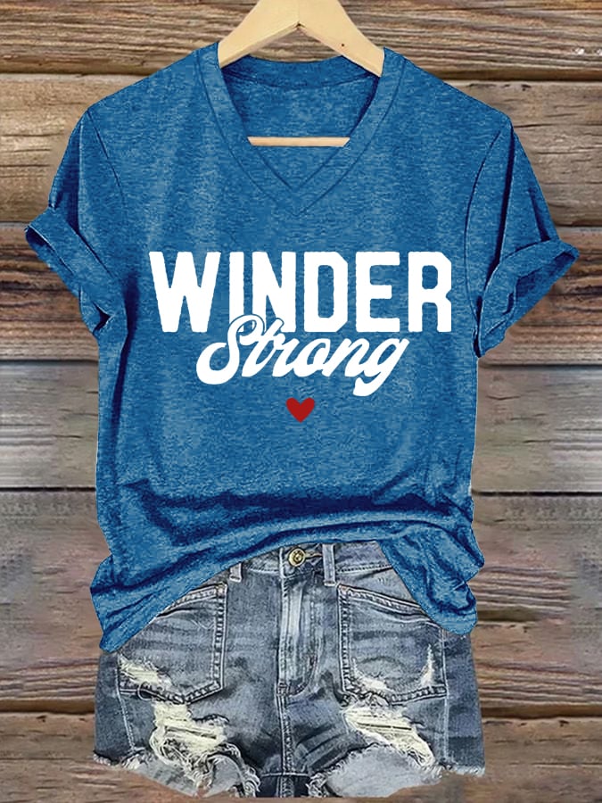 Women's Winder Strong Printed Casual V-Neck T-Shirt