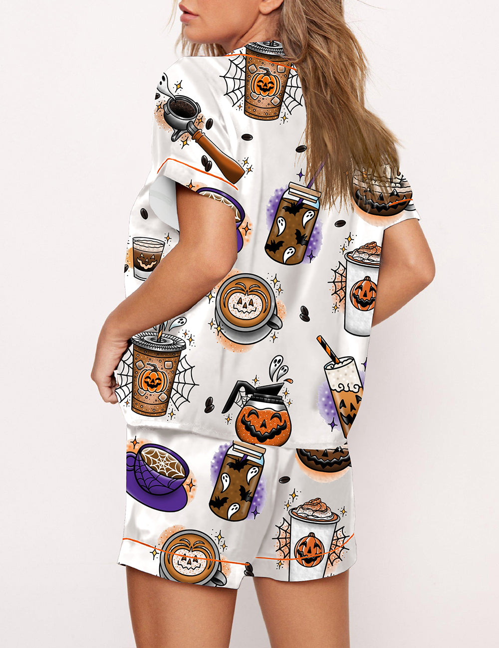 Women's Halloween Coffee Designs Pajama Set