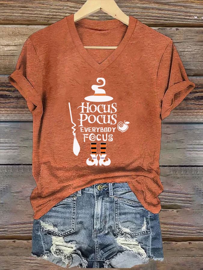 Women's Hocus Pocus Everybody Focus printed casual T-shirt