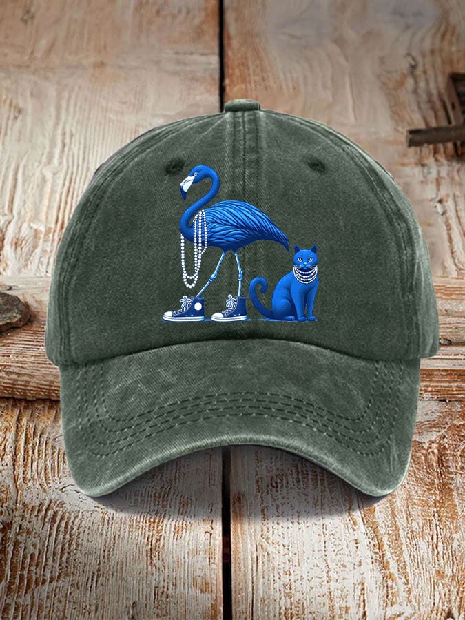 Pearl necklace canvas shoes flamingo & pearl necklace blue cat print casual unisex hat