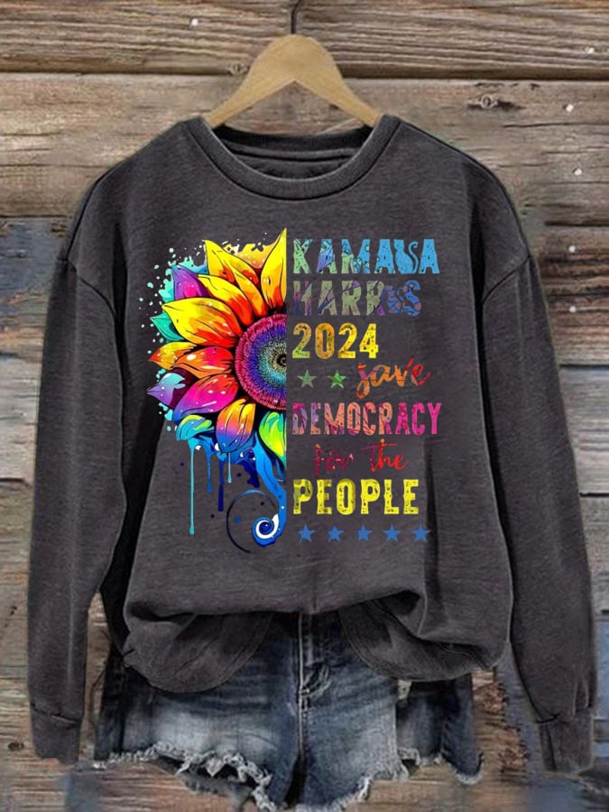 Women's 2024 Save Democracy For The People  Print Sweatshirt