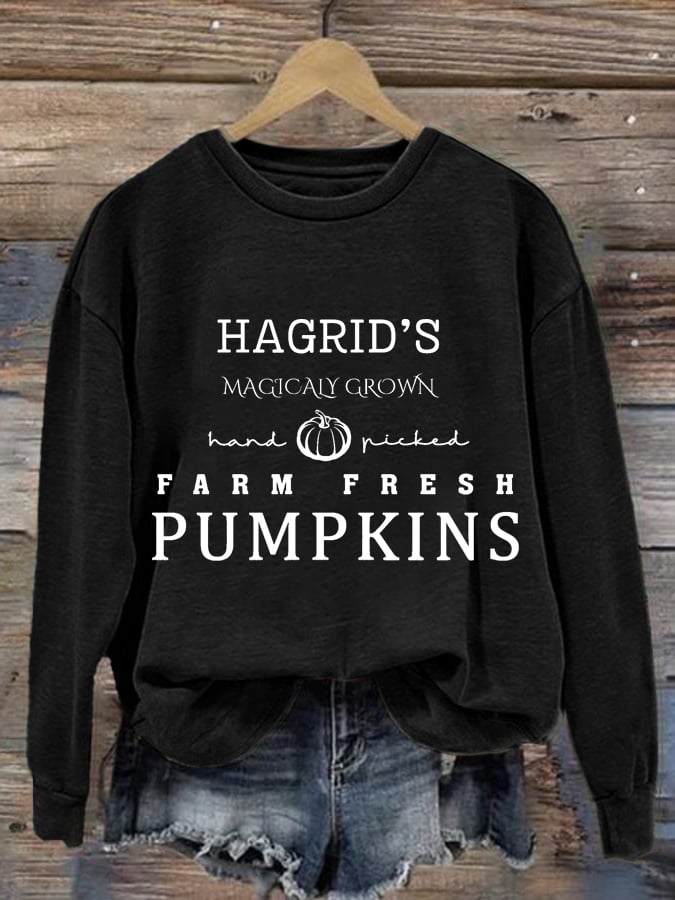 Women's Hagrid's Pumpkins Print Casual Sweatshirt