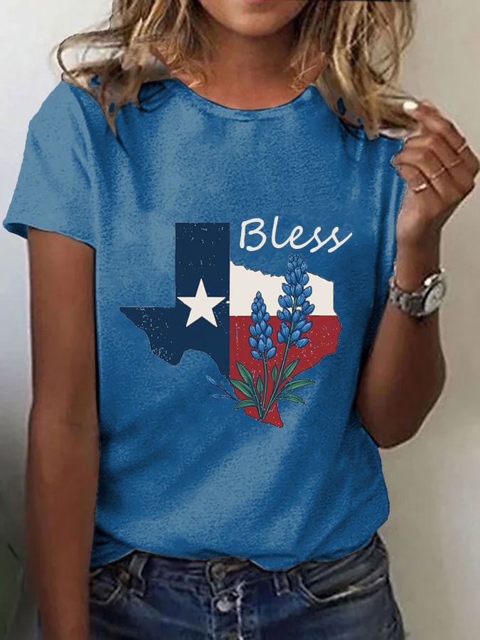 Women's Texas Strong Print Crew Neck T-Shirt
