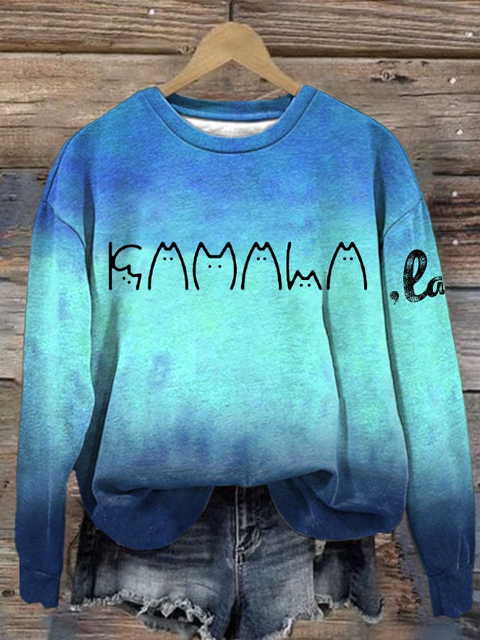 Women's  La Cat Flag Print Casual Sweatshirt