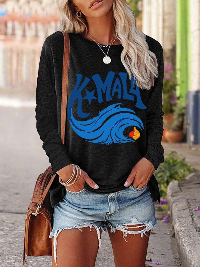 Women's Blue Wave Long Sleeve T-Shirt