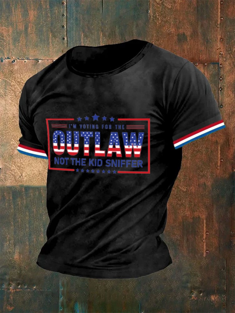 Men's I'm Voting For The Outlaw Not The Kid Sniffer Print T-Shirt