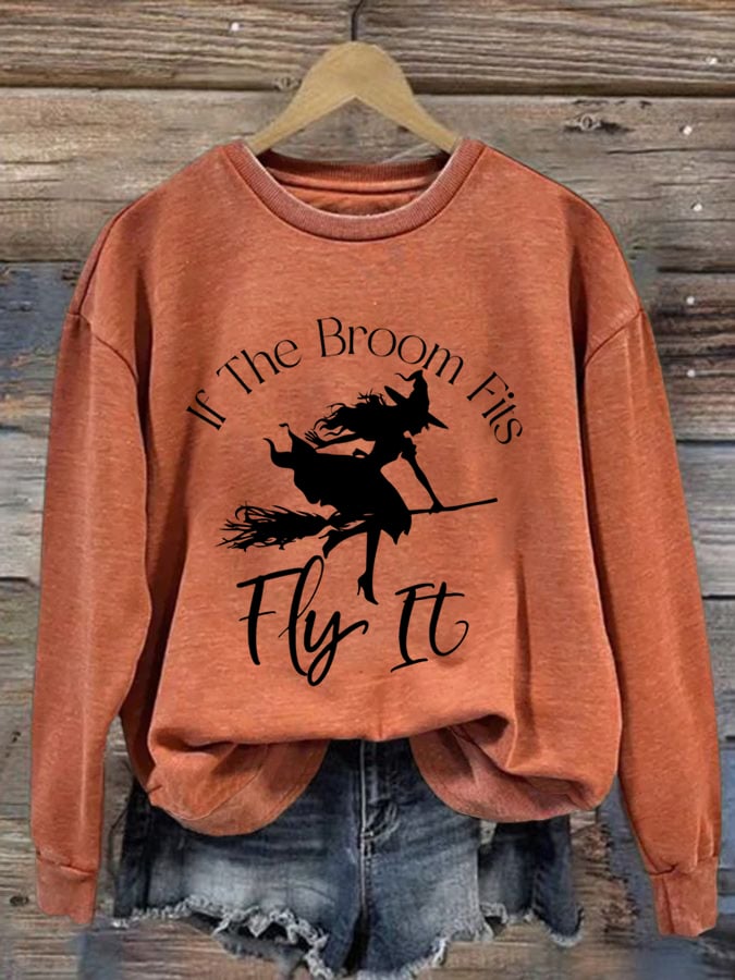 Women's Broom Riding Print Sweatshirt