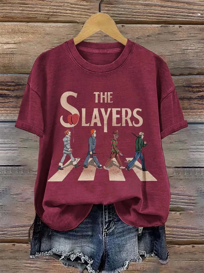 Women's The Slayers Horror Monster Killer Halloween Art Print T-shirt