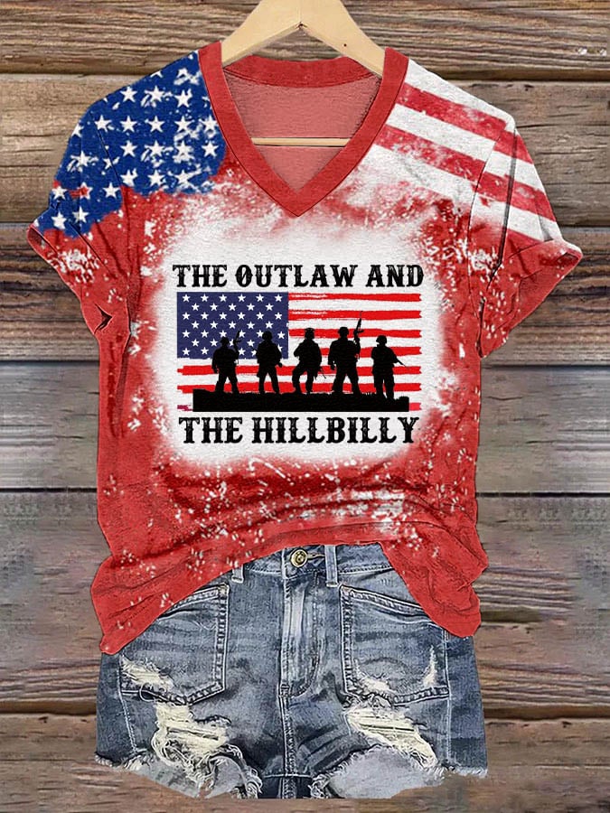 Women's The Outlaw and The Hillbilly Print V-Neck T-Shirt