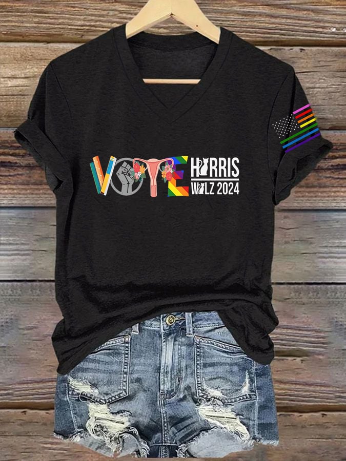 Women's Vote La print casual T-shirt