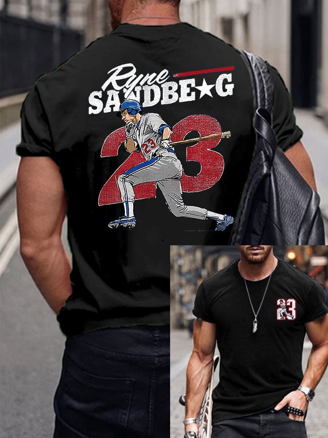 Men's Baseball Commemorative Number 23 Player Print Short Sleeve T-Shirt
