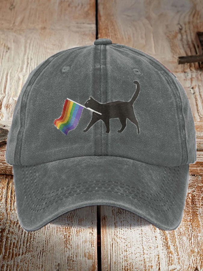 Unisex La Cat Rainbow Flag Communism Print Baseball Cap