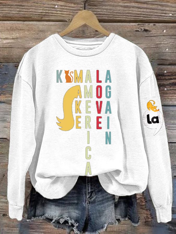 Women's Comma La Print Crew Neck Sweatshirt