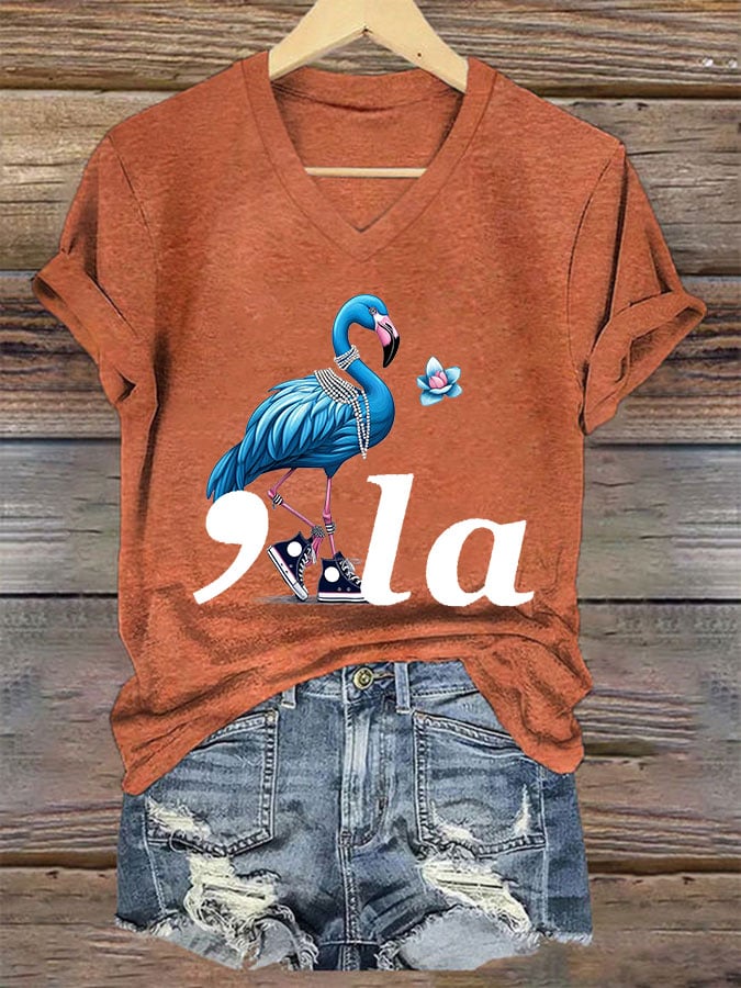 Women's Comma La Flamingo Print T-Shirt