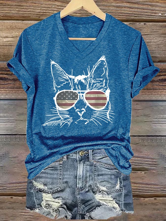 Women's La Cat Flag Printed Short-Sleeved T-Shirt