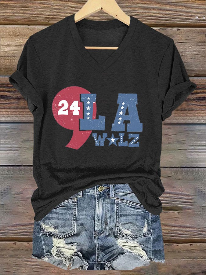 Women's Comma La And Walz Print V-Neck T-Shirt