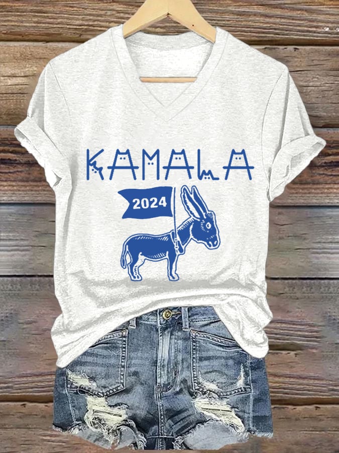 Women's Feminist Print Casual V-Neck T-Shirt