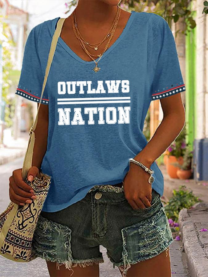 Women's Outlaws Nation V-Neck Tee