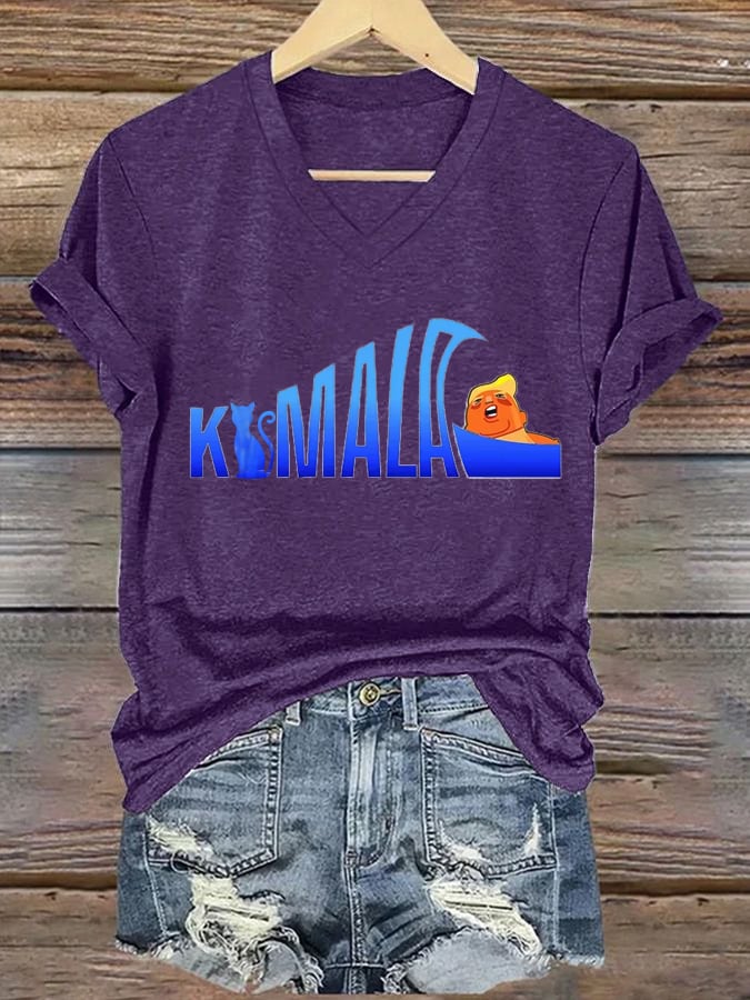 Women's general election hot comma la printed casual T-shirt