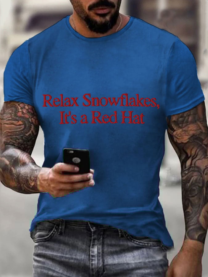 Men's Relax Snowflakes Its a Red Hat Print T-shirt