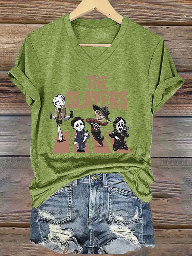 Women's The Slayers Horror Monster Killer Halloween Art Print T-shirt