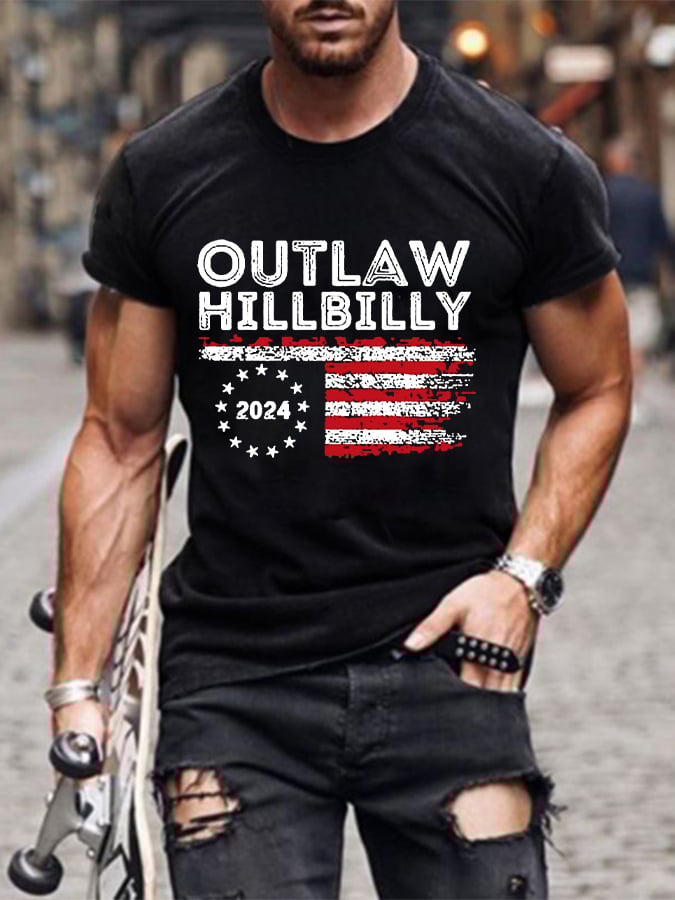 Men's The Outlaw and The Hillbilly Printed Casual T-Shirt