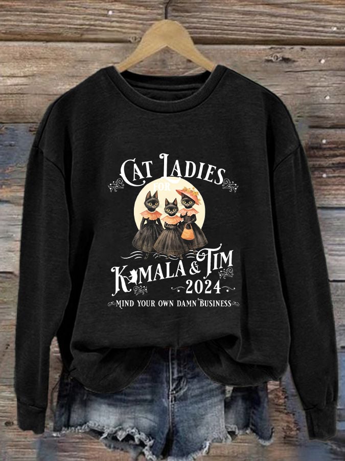 Women's Childless Cat Ladies Vintage Halloween Casual Sweatshirt