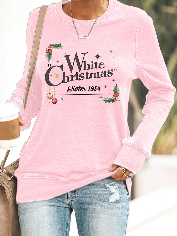 Women's White Christmas Print Casaul Sweatshirt