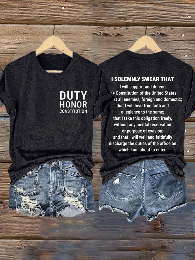 Retro Federal Employees Duty Honor Constitution Print T-Shirt