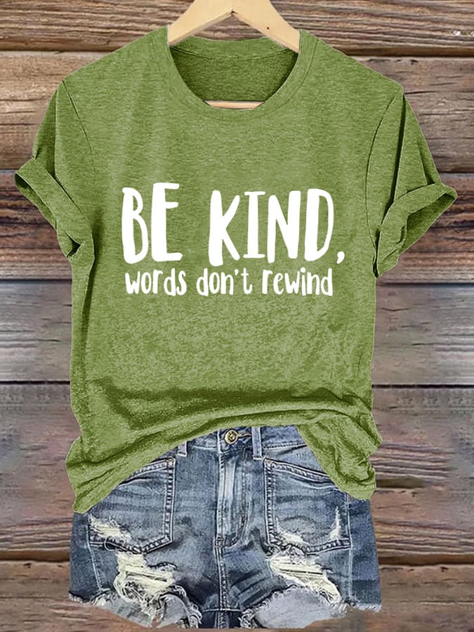 Retro Bullying Prevention Awareness Unity Day Be Kind Words Don't Rewind Print T-Shirt