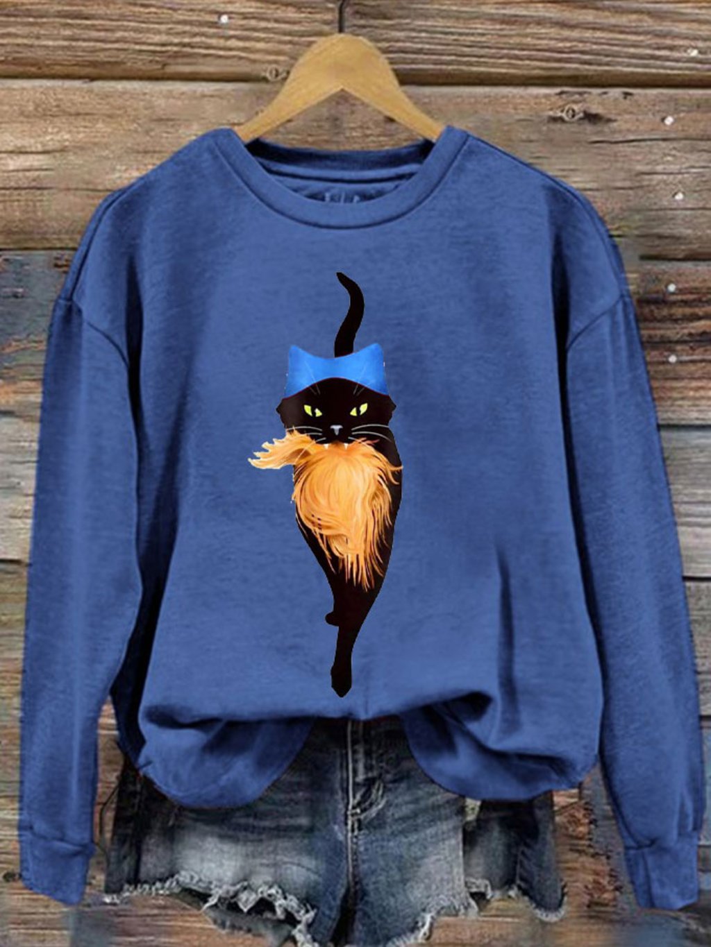 Women's Hat Cat&Orange Feminist Printed Sweatshirt