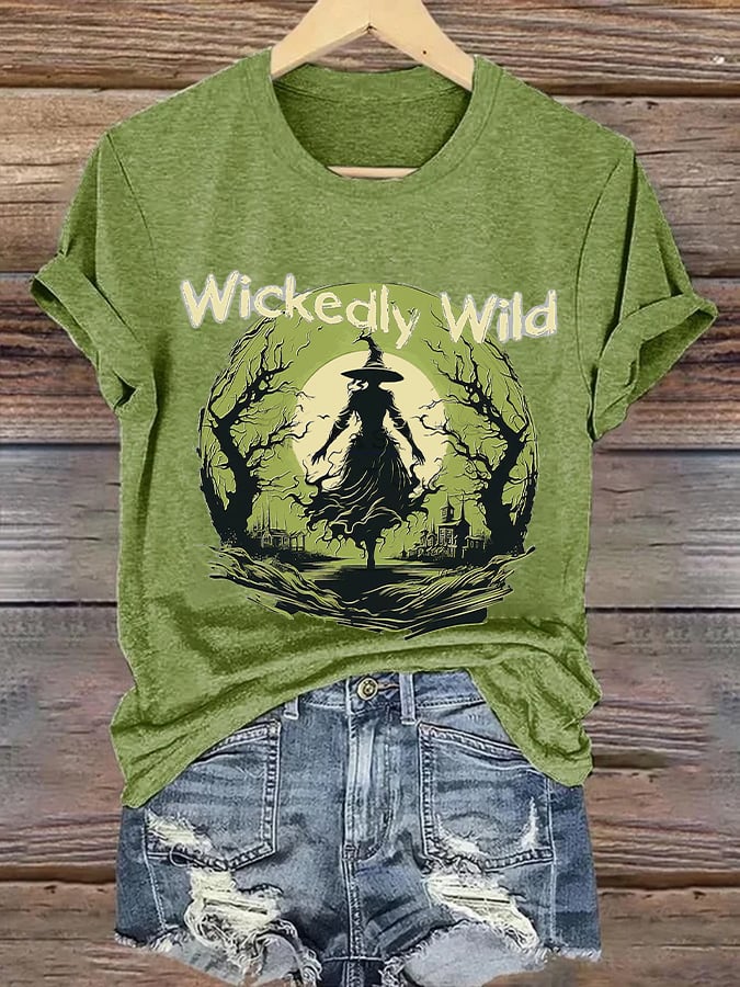 Women's Halloween Wickedly Wild Print Tee
