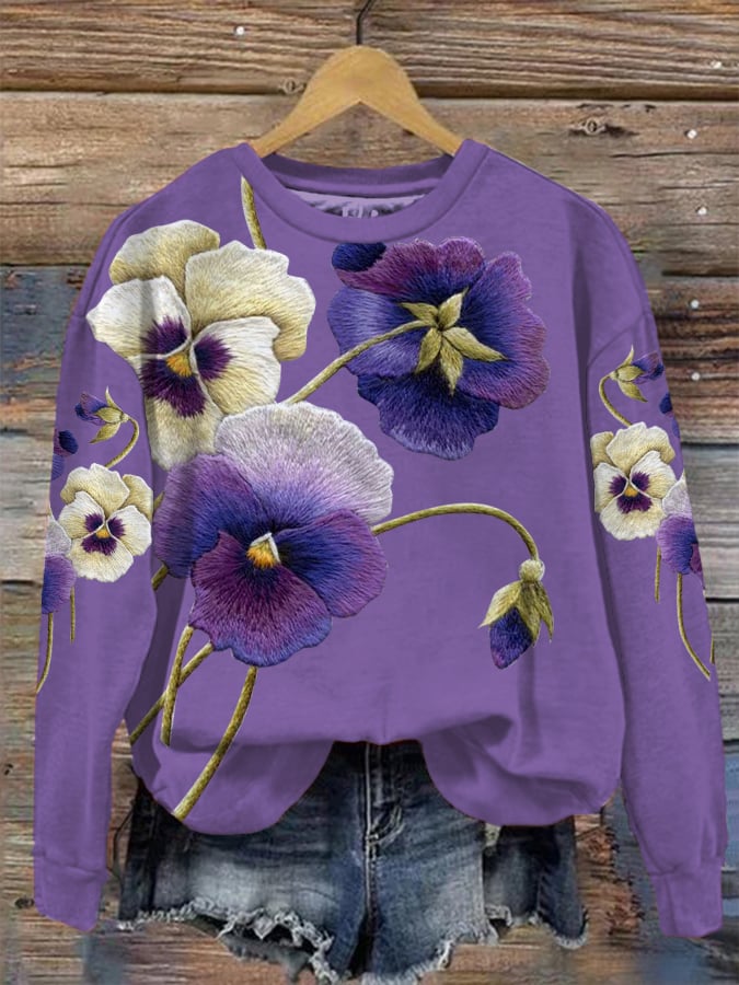 Women's Alzheimer's Floral Print Casual Sweatshirt