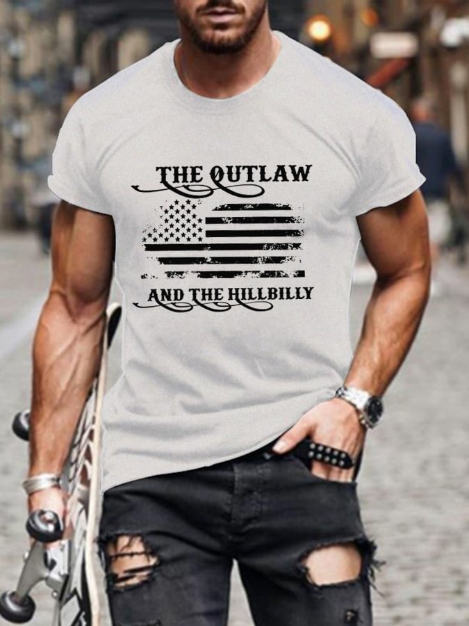 Men's The Outlaw and The Hillbilly Printed Casual T-Shirt