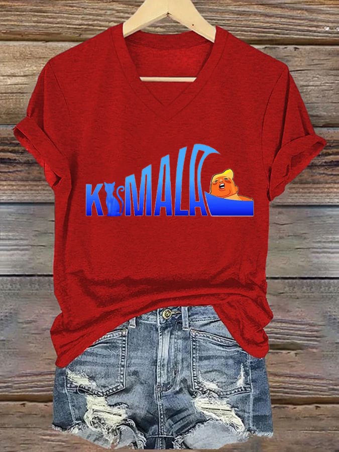 Women's general election hot comma la printed casual T-shirt