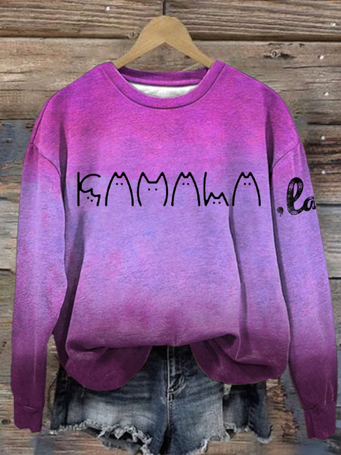 Women's  La Cat Flag Print Casual Sweatshirt